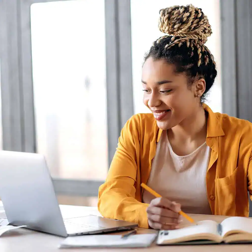 Woman learning online